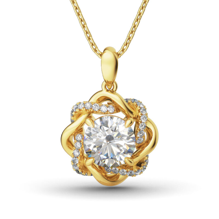 Indo Collier(2) Collier Noeud d'Amour Plaqué Or